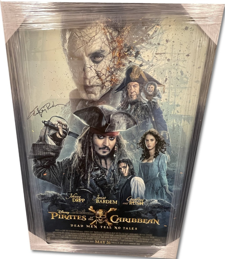 Pirates Of The Caribbean Dead Man Tells No Tales Signed Cast Poster Framed JSA