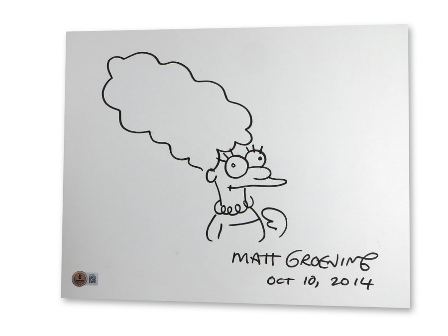 Matt Groening Signed Autographed 11X14 Sketch The Simpsons Marge 10/10/14 BAS