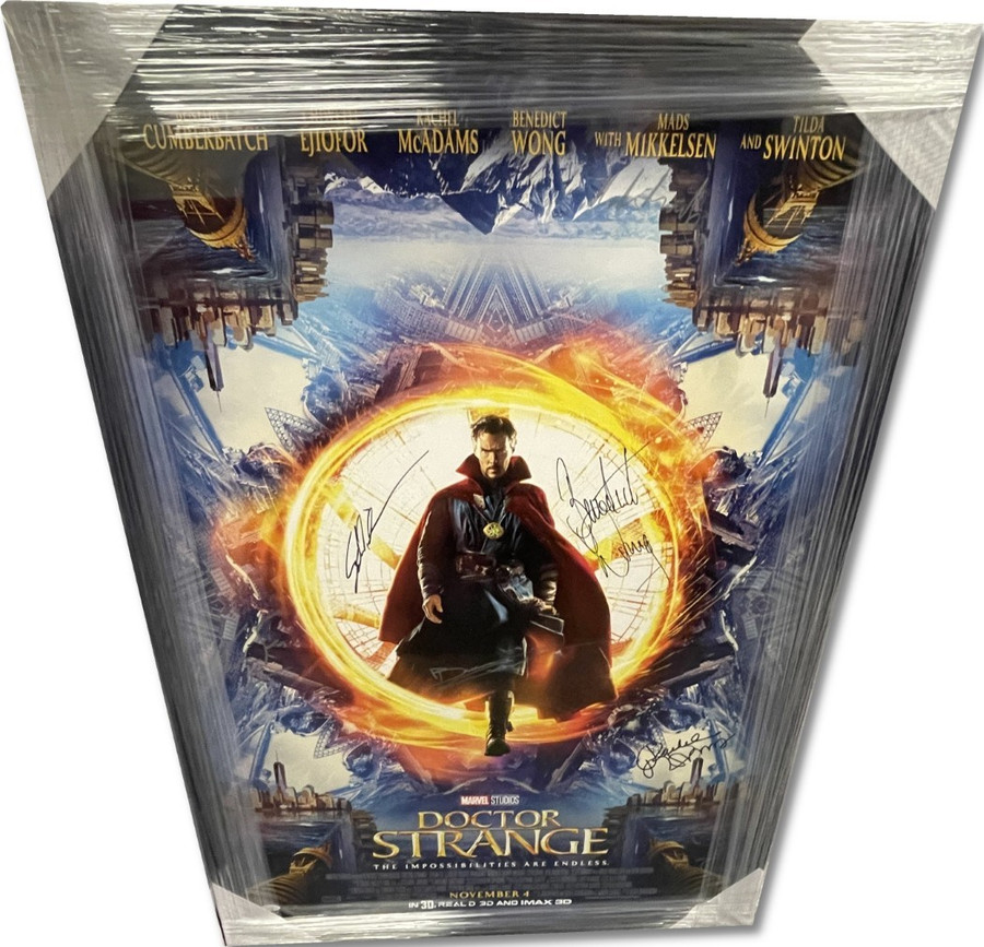 Doctor Strange Signed Autographed Cast Poster Benedict Cumberbatch +6 Framed JSA