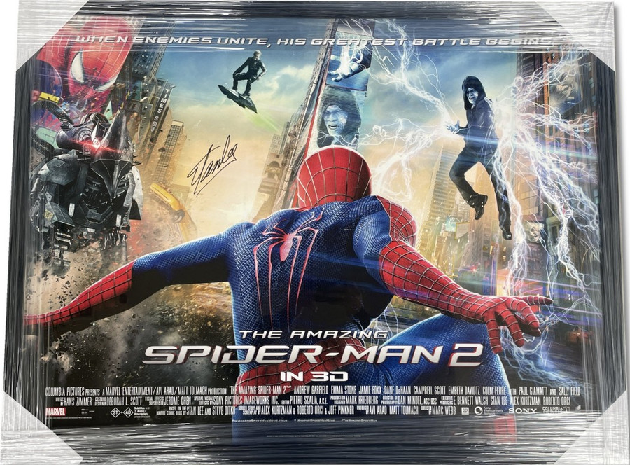 Stan Lee Signed 27x40 Movie Poster The Amazing Spider Man 2 Framed BAS AE08876