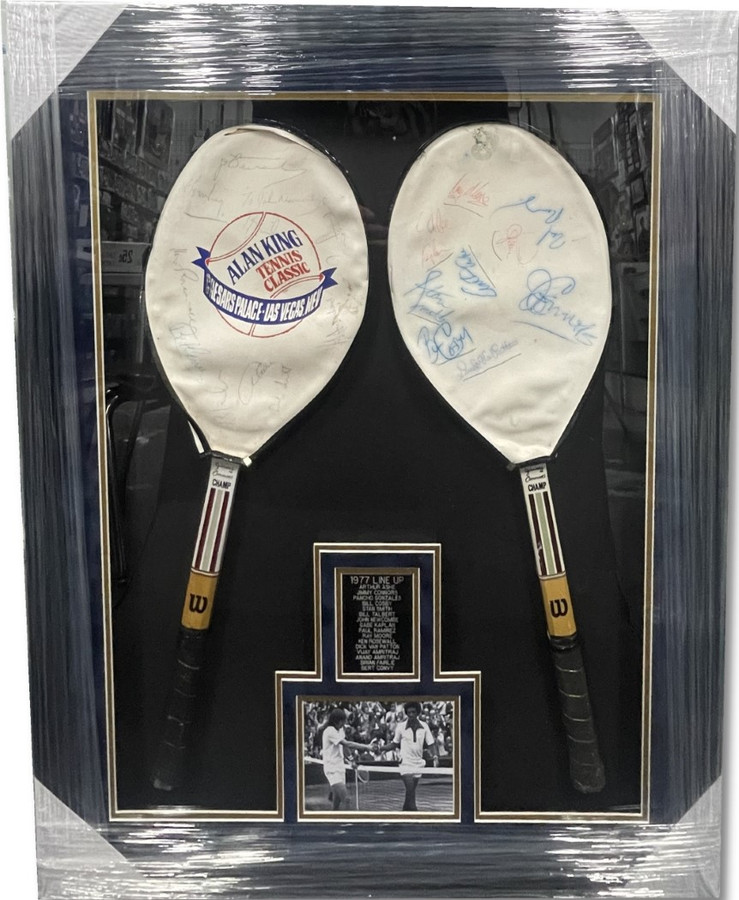 1977 Line Up Signed Autographed Tennis Racket Cover Cosby Connors Ashe JSA LOA