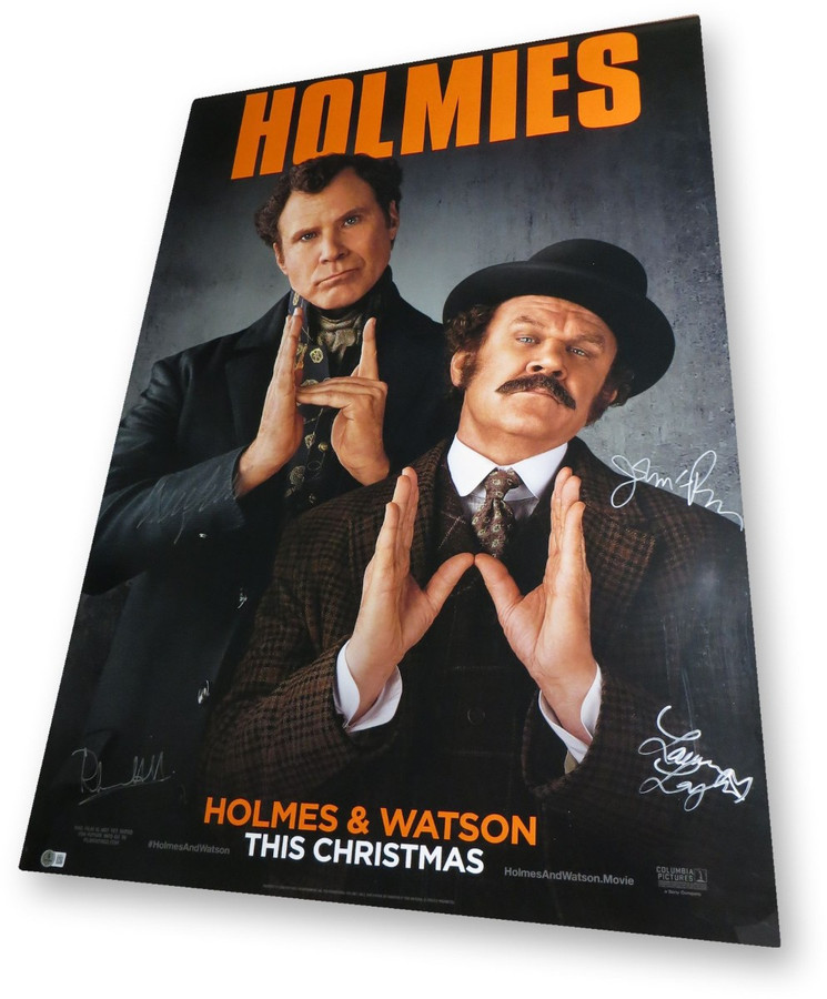 Holmes & Watson Multi Autographed 27X40 Poster Will Ferrell John C. Reilly BAS