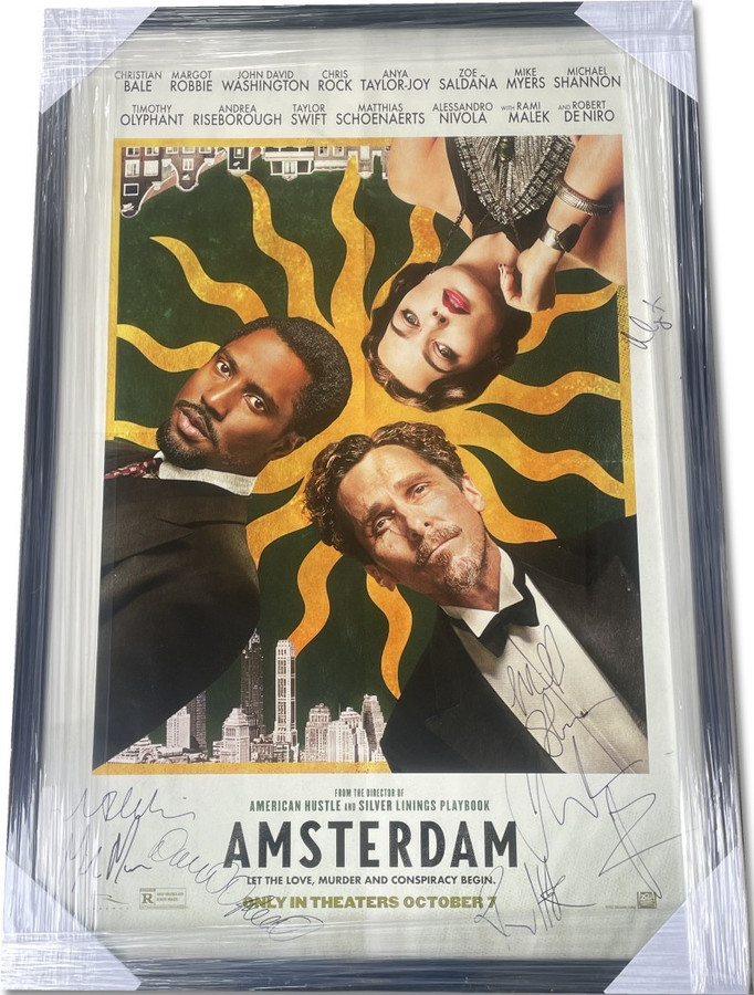 Amsterdam Signed Cast Autographed Poster Christian Bale +7 Framed JSA