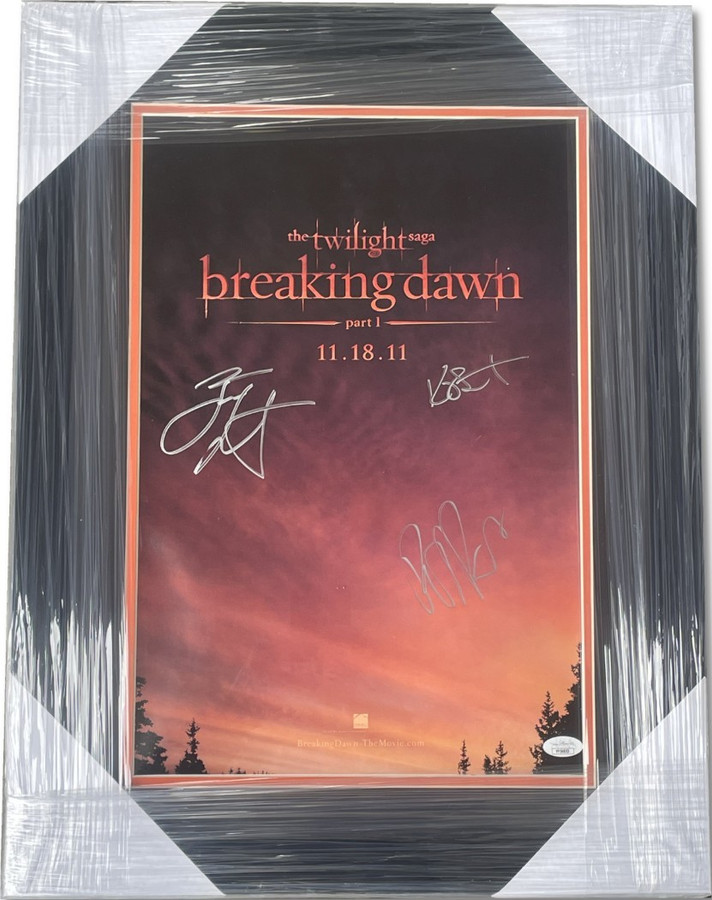 The Twilight Saga Breaking Dawn Signed Cast Poster Kristen Stewart +2 Framed JSA