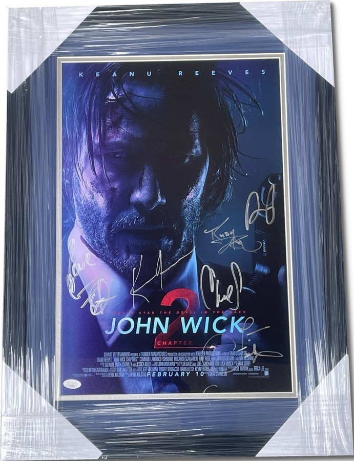 John Wick Chapter 2 Signed Cast Autographed Poster Keanu Reeves +5 Framed JSA