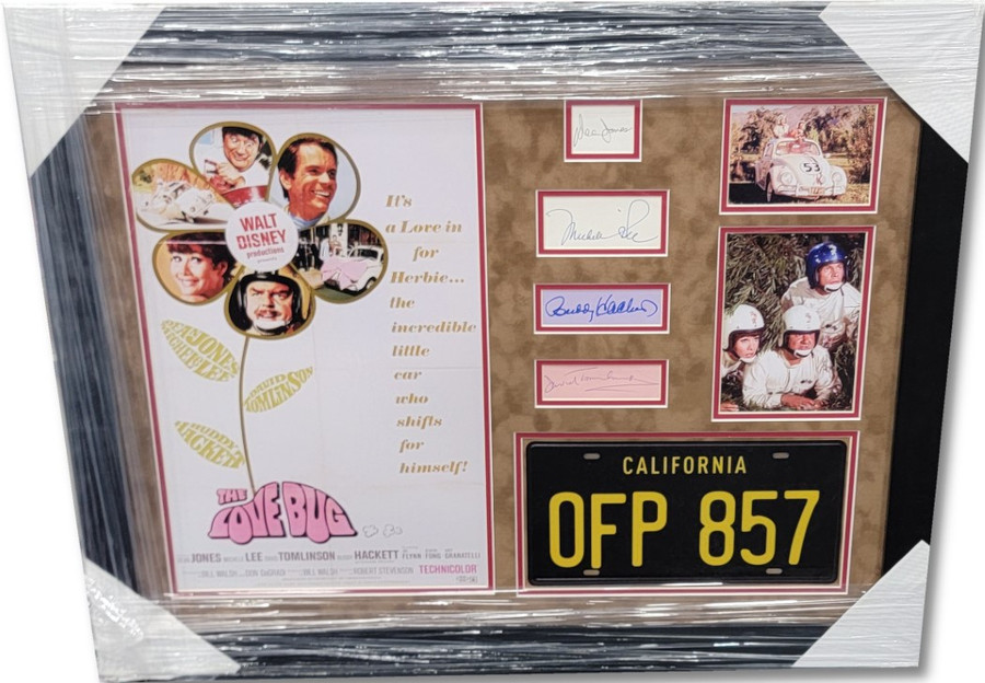 The Love Bug Cast Autographed Cuts Jones Lee Tomlinson Hackett Framed JSA B