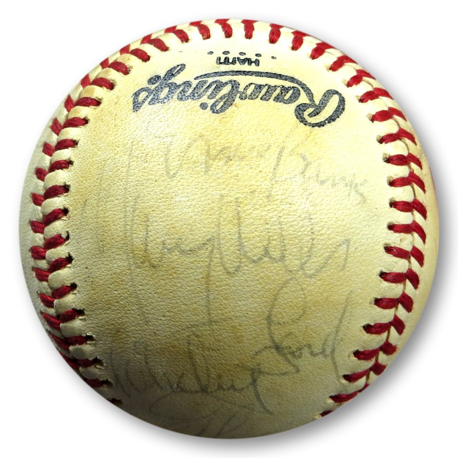 HOF Multi Signed Autographed NL Baseball Mays Maris Aaron 17 Autos JSA YY95256