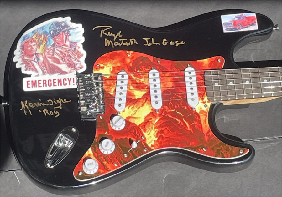 Randolph Mantooth Kevin Tighe Autographed Custom Guitar Emergency! BAS BH013504