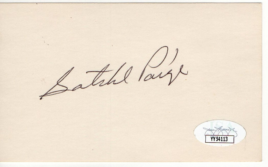 Satchel Paige Signed Autographed Index Card HOF Legend JSA LOA YY54113