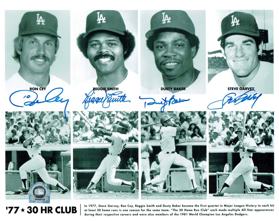 Reggie Smith Ron Cey Dusty Baker Steve Garvey Signed 8x10 Photo Dodgers 30HR