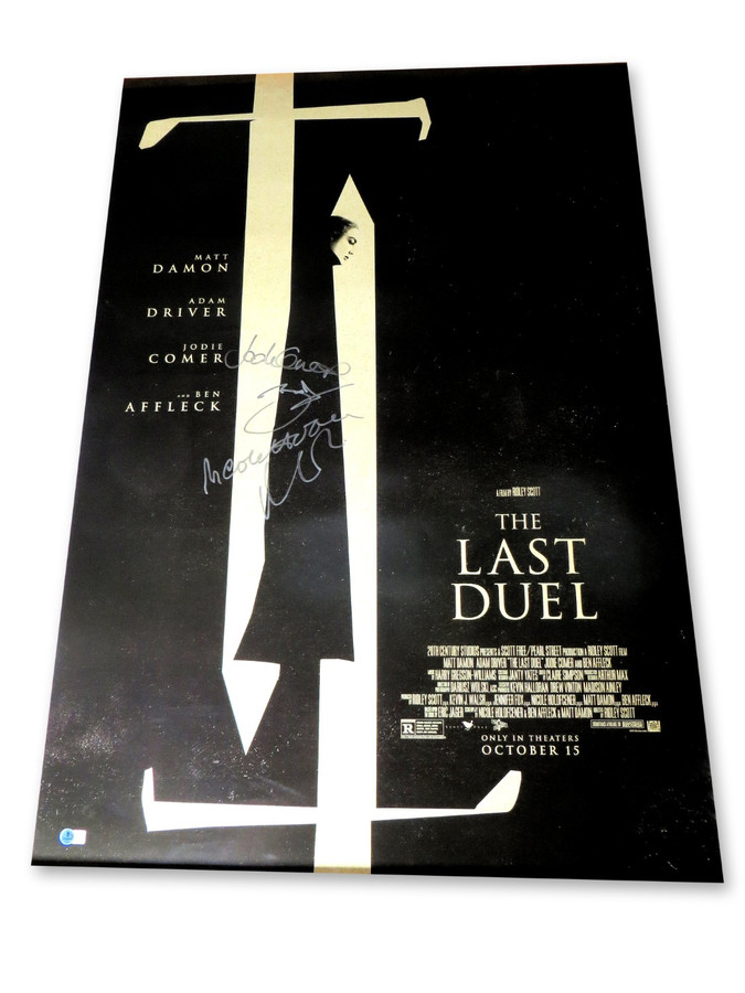 The Last Duel Signed Autographed 27X40 Poster Matt Damon Ben Affleck +2 BAS