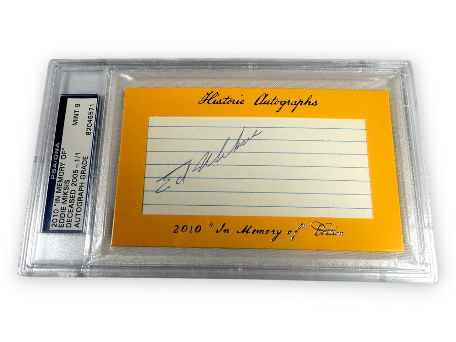 Eddie Miksis Signed Autograph Cut Signature Dodgers Cubs 1/1 Grade 9 PSA Slabbed