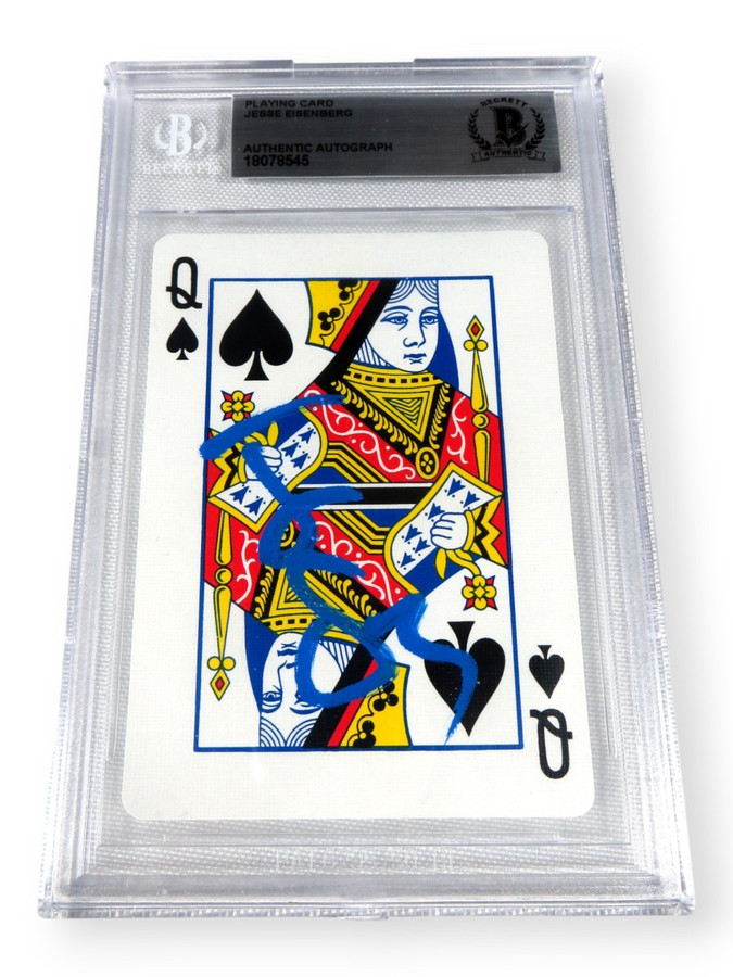 Jesse Eisenberg Signed Autograph Playing Card Now You See Me Queen Spades BAS 45