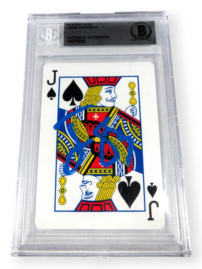 Jesse Eisenberg Signed Autograph Playing Card Now You See Me Jack Spades BAS 550
