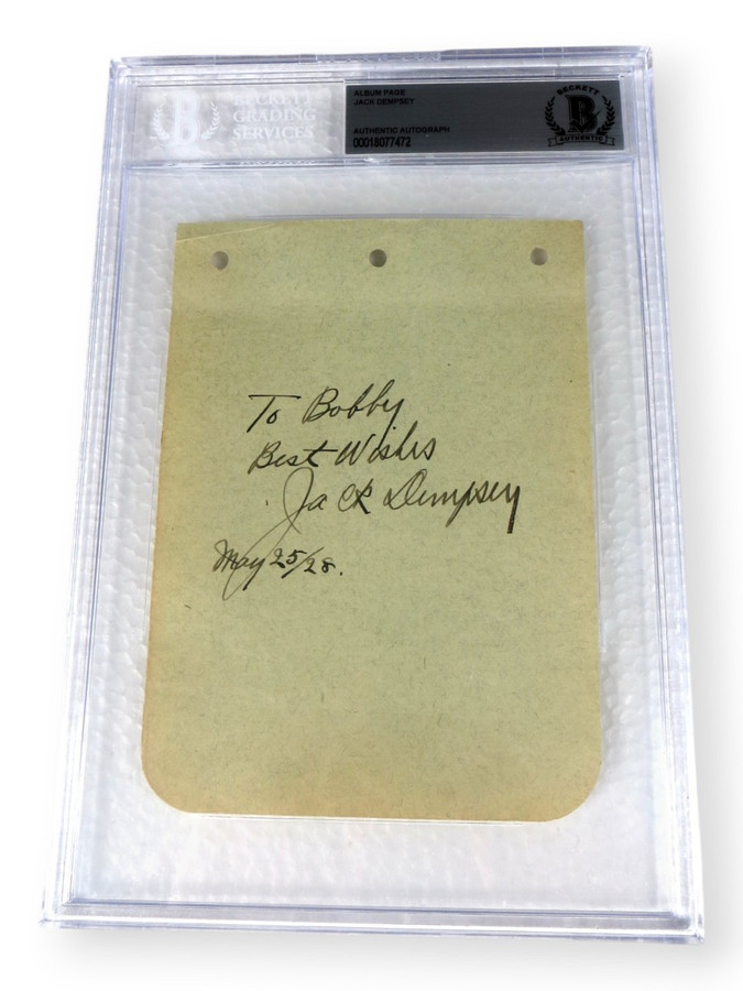 Jack Dempsey Signed Autographed Cut Signature Legendary Boxing Champ BAS 7472