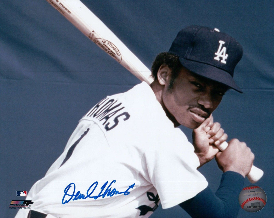 Derrel Thomas Signed 8X10 Photo Autograph LA Dodgers Pose w/Bat Auto w/COA