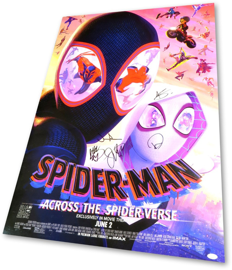 Across the Spider-Verse Signed Autograph 27X40 Poster Schwartzman +4 JSA CB19982