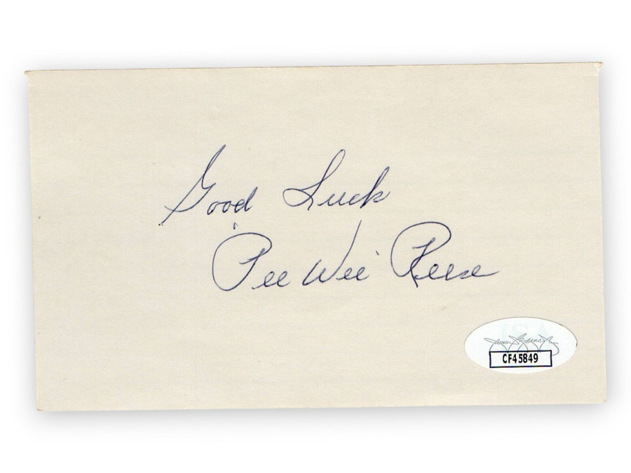 Pee Wee Reese Signed Autographed 3X5 Index Card Dodgers HOFer JSA CF45849
