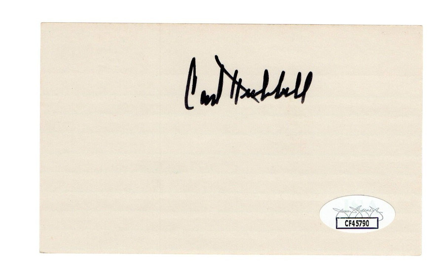 Carl Hubbell Signed Autographed 3X5 Index Card Giants Hall of Famer JSA CF45790