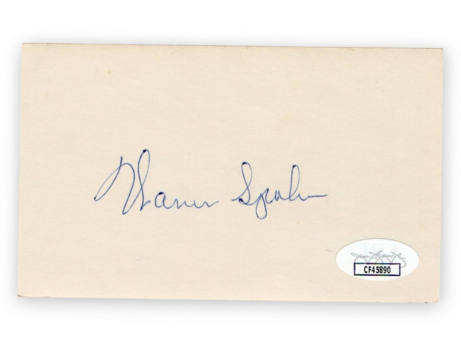 Warren Spahn Signed Autographed 3X5 Index Card Braves Hall of Famer JSA CF45890