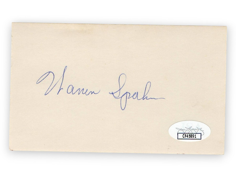 Warren Spahn Signed Autographed 3X5 Index Card Braves Hall of Famer JSA CF45891