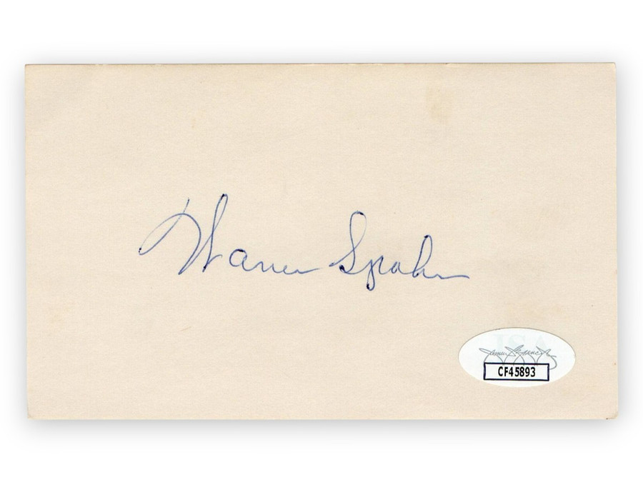 Warren Spahn Signed Autographed 3X5 Index Card Braves Hall of Famer JSA CF45893