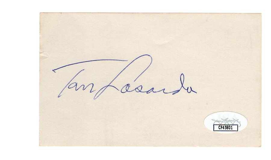 Tommy Tom Lasorda Signed Autographed 3X5 Index Card Dodgers HOFer JSA CF45801