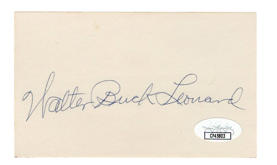 Walter "Buck" Leonard Signed Autographed 3X5 Index Card Grays HOFer JSA CF45803