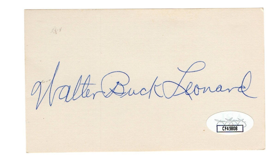 Walter "Buck" Leonard Signed Autographed 3X5 Index Card Grays HOFer JSA CF45808