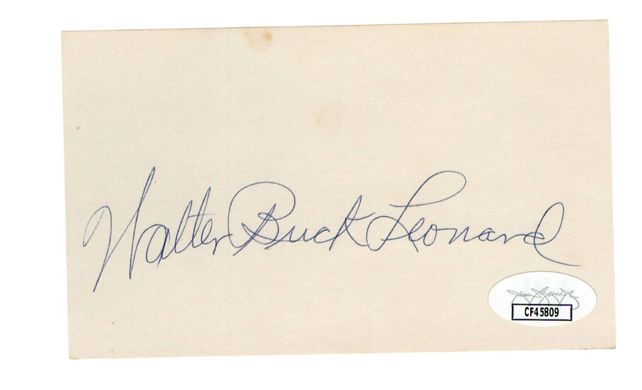 Walter "Buck" Leonard Signed Autographed 3X5 Index Card Grays HOFer JSA CF45809
