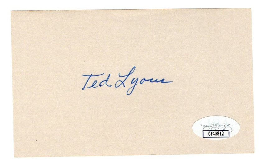 Ted Lyons Signed Autographed 3X5 Index Card White Sox Hall of Famer JSA CF45812