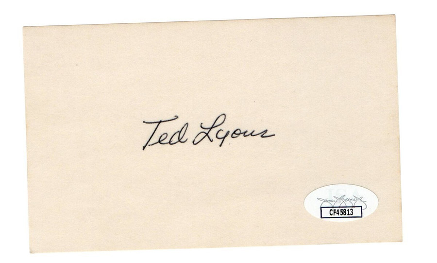 Ted Lyons Signed Autographed 3X5 Index Card White Sox Hall of Famer JSA CF45813