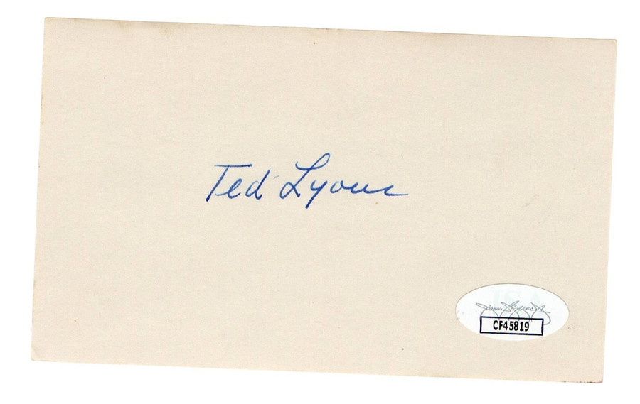 Ted Lyons Signed Autographed 3X5 Index Card White Sox Hall of Famer JSA CF45819