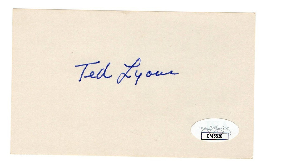 Ted Lyons Signed Autographed 3X5 Index Card White Sox Hall of Famer JSA CF45820