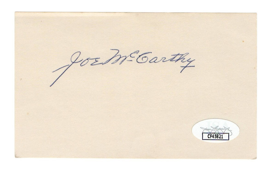 Joe McCarthy Signed Autographed 3X5 Index Card Cubs Yankees Red Sox JSA CF45821