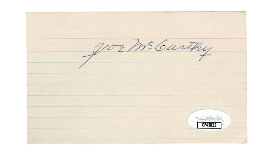 Joe McCarthy Signed Autographed 3X5 Index Card Cubs Yankees Red Sox JSA CF45825