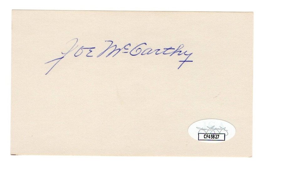 Joe McCarthy Signed Autographed 3X5 Index Card Cubs Yankees Red Sox JSA CF45827