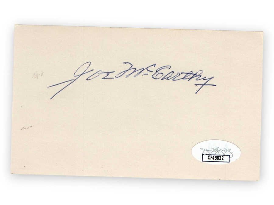 Joe McCarthy Signed Autographed 3X5 Index Card Cubs Yankees Red Sox JSA CF45832