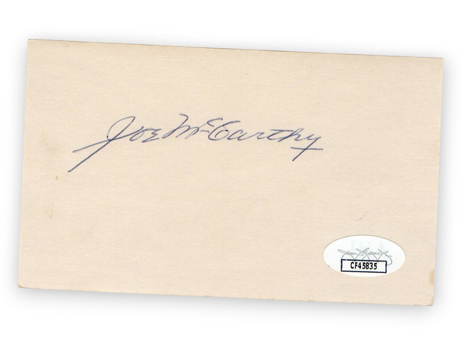 Joe McCarthy Signed Autographed 3X5 Index Card Cubs Yankees Red Sox JSA CF45835