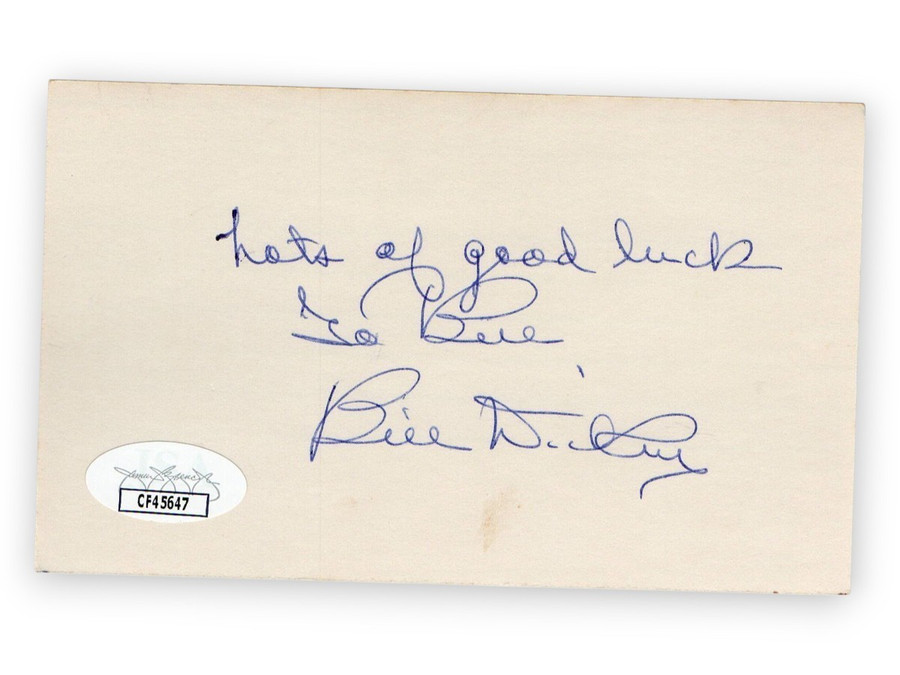 Bill Dickey Signed Autographed 3X5 Index Card Yankees Personalized JSA CF45647