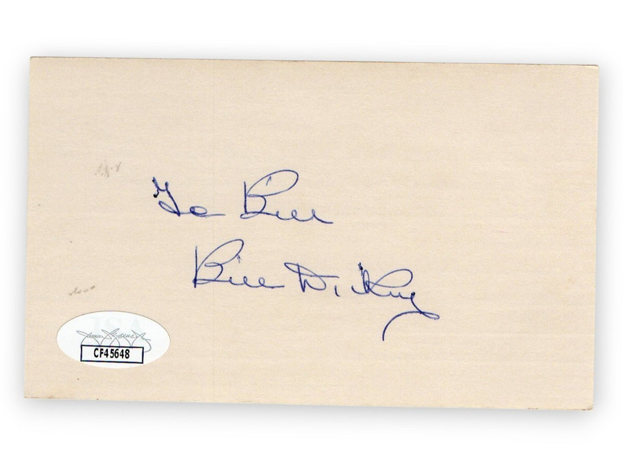 Bill Dickey Signed Autographed 3X5 Index Card Yankees Personalized JSA CF45648