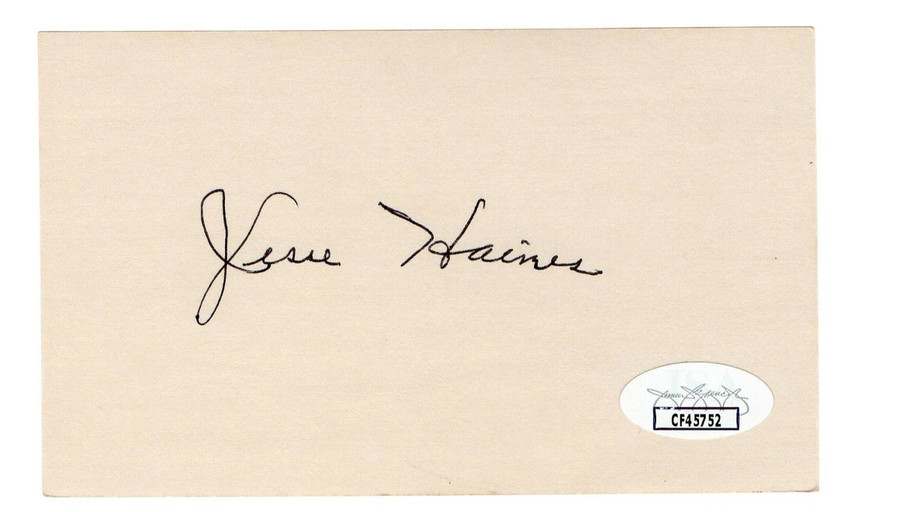 Jesse Haines Signed Autographed 3X5 Index Card Cardinals HOFer JSA CF45752