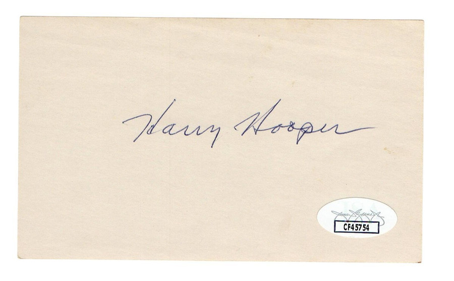 Harry Hooper Signed Autographed 3X5 Index Card Red White Sox HOFer JSA CF45754