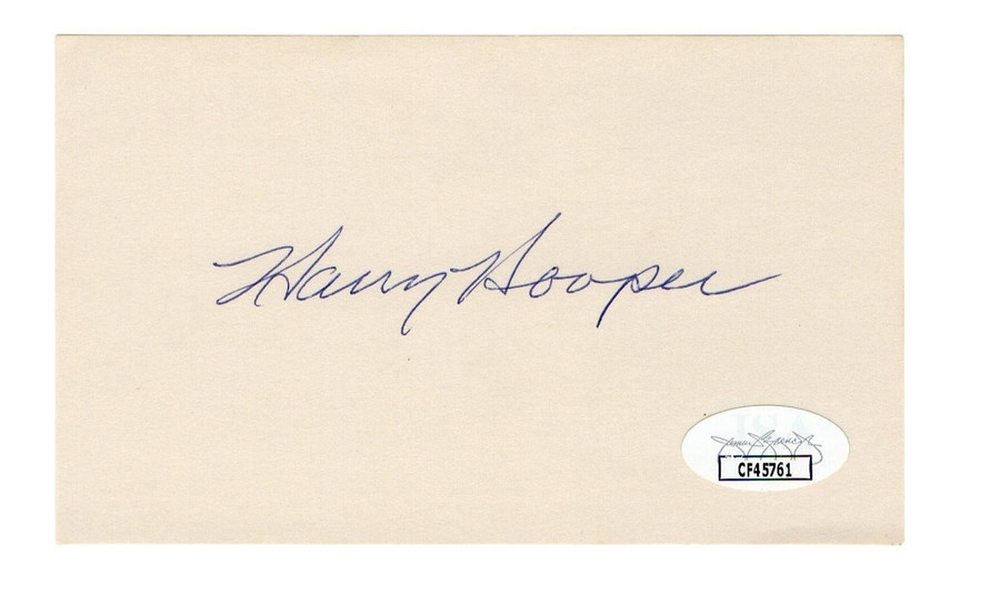 Harry Hooper Signed Autographed 3X5 Index Card Red White Sox HOFer JSA CF45761