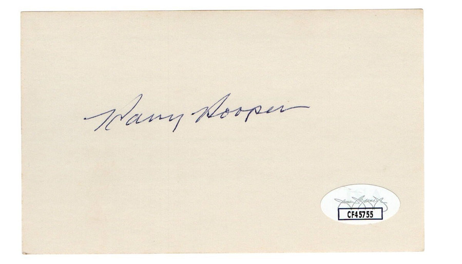 Harry Hooper Signed Autographed 3X5 Index Card Red White Sox HOFer JSA CF45755