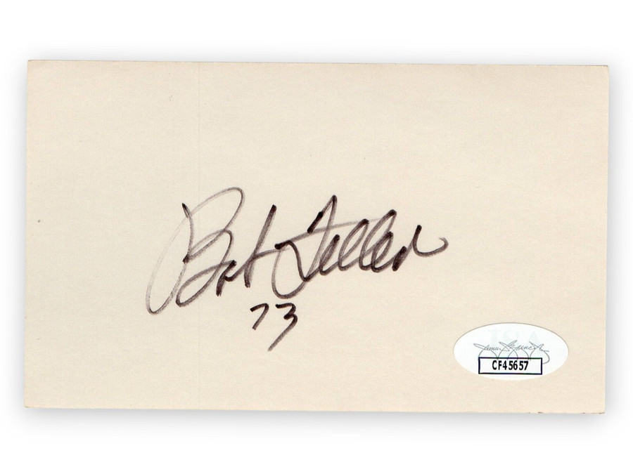 Bob Feller Signed Autographed 3X5 Index Card Indians Hall of Famer JSA CF45657