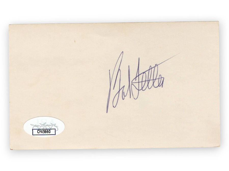 Bob Feller Signed Autographed 3X5 Index Card Indians Hall of Famer JSA CF45660