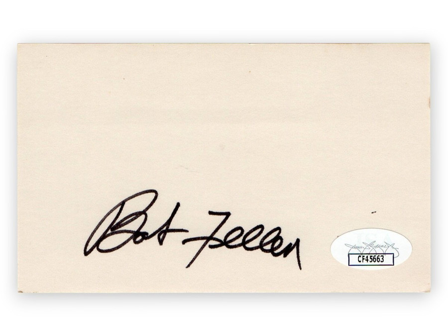 Bob Feller Signed Autographed 3X5 Index Card Indians Hall of Famer JSA CF45663