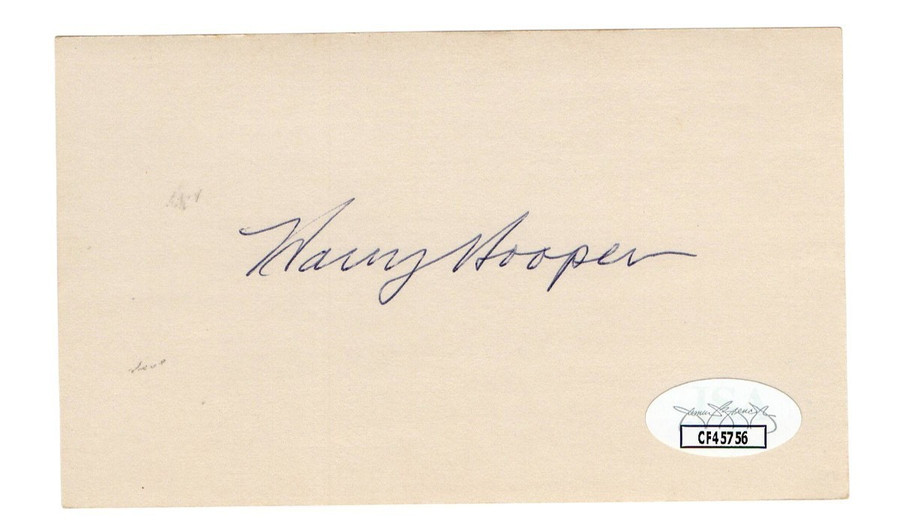 Harry Hooper Signed Autographed 3X5 Index Card Red White Sox HOFer JSA CF45756