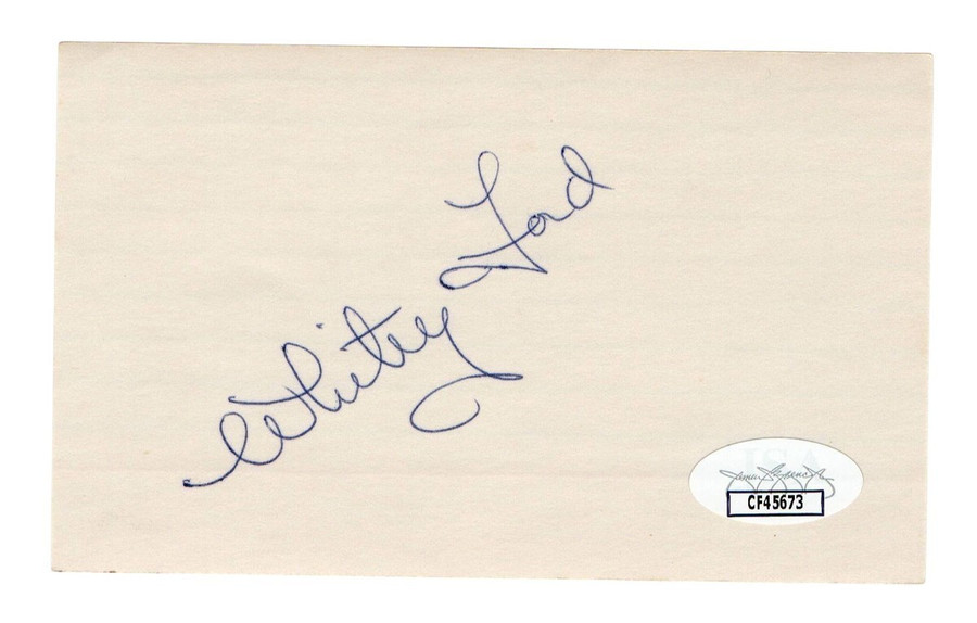 Whitey Ford Signed Autographed 3X5 Index Card Yankees Hall of Famer JSA CF45673